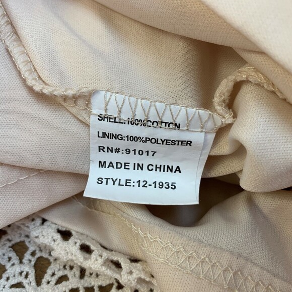 Solitaire Women's Dress Medium Beige Crochet Sleeveless 2 Piece - Picture 8 of 10